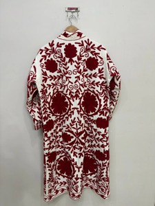 Bata de Felpa para Mujer con Bordado Floral, Manga Larga, Larga hasta los Pies, de Algodón Suave, Cómoda para el Invierno, Lavable a Máquina - Product Image 4