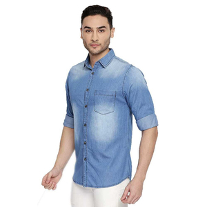 Chemise en jean surdimensionnée pour homme, nouvelle collection, grande taille, respirante, imprimé automne, prix abordables, marque privée - Product Image 3