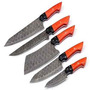 Ensemble de couteaux de chef professionnels multifonctions en acier inoxydable, très vendus, avec cinq couteaux de cuisine à manche en bois écologique - Product Image 1