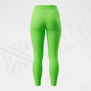 Leggings de Yoga de Cintura Alta para Mujer, Largos, Color Verde Sólido, Sin Costuras, Elásticos, Transpirables, Cómodos, Deportivos, de Punto, Spandex y Nailon - Product Image 2