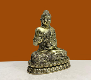 Nirmala Handicrafts Handmade Brass Buddha <b>Statue</b> Wax Casting Meditating Buddha Idol Rajasthan for Home Temple Tabletop Decor - Product Image 2