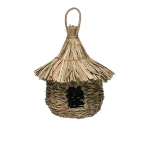Natural fiber hanging cone shelter grass birdhouse soft <b>nesting</b> <b>bed</b> organic chewable toy finches pet accessories - Product Image 3