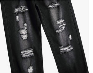 Jeans slim déchirés pour hommes, denim usé, pantalon skinny tendance - Product Image 3