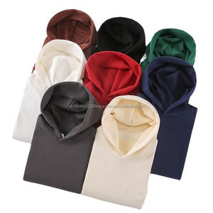 Sweats à capuche surdimensionnés personnalisés avec logo, 100% coton, couleur unie, impression en relief, coupe ample, sweats à capuche pour couple - Product Image 1