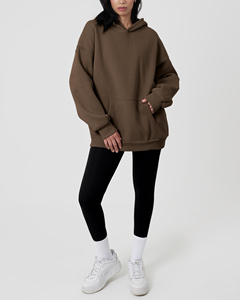 Sweat-shirt à capuche pour femme en coton 100% de luxe, style streetwear, coupe oversize, avec logo brodé sur le devant, anti-plis et respirant - Product Image 5