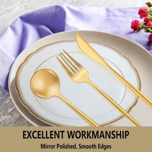 Ensemble de couverts en acier inoxydable finition miroir premium, cuillère, fourchette et couteau, pour la cuisine, au meilleur prix - Product Image 4