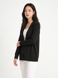 Cardigan en tricot minimaliste pour femme, manches longues, col en V, boutons sur le devant, pull léger à superposer - Product Image 4
