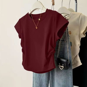 High Quality Women Summer Short Sleeved Tank <b>Tops</b> for Fashion Base Shirt Slim Fit Neck Casual Sexy Breathable Satin Eco-Friendly - Product Image 2