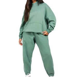 Conjunto Deportivo de Dos Piezas para Mujer, Invierno, Color Sólido, Corte Regular, 100% Algodón, Ecológico, Transpirable, para Correr y Entrenar - Product Image 2