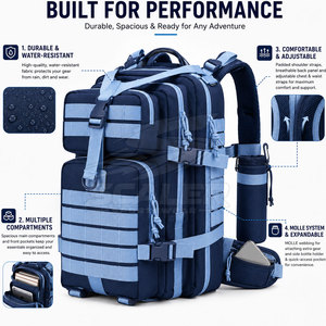 Sac à dos tactique de randonnée camouflage léger, plusieurs compartiments, bretelles réglables, fermeture éclair sécurisée, 36-56L - Product Image 5