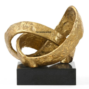 Elegant Modern Aluminum Metal and Marble Base Unique Shape Silver Plated Decorative Sculpture Office <b>Desk</b> Tabletop Accent - Product Image 4