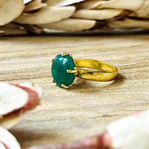 Trendy New Design Green Onyx <b>Rings</b> Boho Brass <b>Ring</b> for Women 18k Gold Plated <b>Dainty</b> Solitaire Fashion <b>Ring</b> For Wholesale/OEM/ODM - Product Image 4