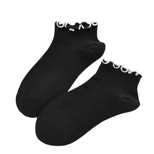 New <b>Women</b> Cotton Casual White <b>Black</b> <b>Socks</b> Girls Cute Crimped Ankle Spoken Stripes Dots Heart 34-40 - Product Image 4
