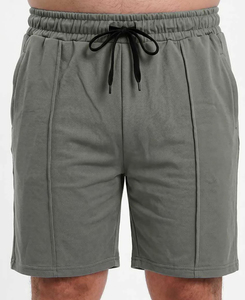 Shorts Bermuda en coton gris uni pour homme avec cordon de serrage à la taille, style décontracté - Product Image 1