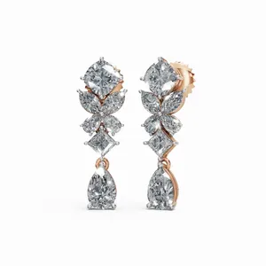 Boucles d'oreilles Valerias Grand Luster HIPHOPSTAR en diamants de laboratoire, 14 pièces, or rose 18 carats, formes multiples, certifiées IGI, tendance - Product Image 1