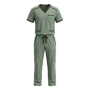 Ensemble de tenue de travail élégante pour hommes, vêtements de travail pour le secteur de la santé, avec un design moderne à col en V, tissu doux, plusieurs poches et mouvements confortables - Product Image 1