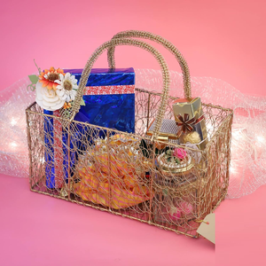 Modern Metal Mesh wire Multipurpose Cycle <b>Hamper</b> Fancy <b>Basket</b>/Tray/Platter for Packing <b>Gifting</b> Decoration - Product Image 3