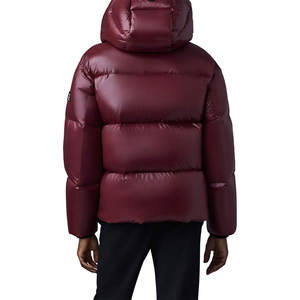 Blouson matelassé à capuche pour homme, couleur bordeaux, imperméable, réversible, coupe-vent, fermeture éclair, col montant, coupe classique, pour l'hiver - Product Image 2