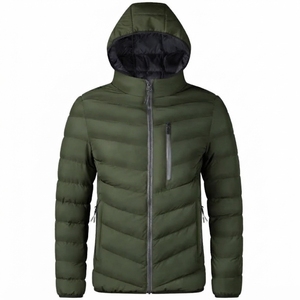 Chaqueta Acolchada para Hombre con Cuello Alto y Capucha, Impermeable, Ajustada, con Cierre de Cremallera, Color Sólido, Informal, de Poliéster - Product Image 5