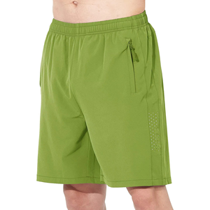 2026 Latest Fashion Men Solid Casual Vibrant Green Fitness Training <b>Shorts</b> Secure <b>Zip</b> <b>Pocket</b> Stretch Fabric Elastic Waist High - Product Image 5