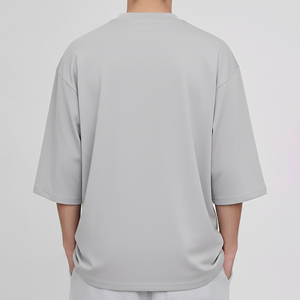 Nouveauté : T-shirt col rond personnalisé avec logo imprimé numériquement, couleur personnalisée, épaules tombantes, écologique, respirant, 100% coton, style Hip Hop - Product Image 2