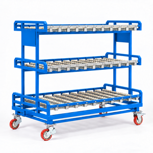 3-Tier Aluminum Alloy Industrial <b>Trolley</b> Four-Wheel Ball Transfer Wheels Multilayer Cart Silver Powder Coated Customizable Frame - Product Image 2