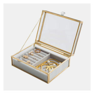 Handmade Antique Style Metal Jewelry Ring & <b>Earring</b> Organizer <b>Box</b> with Hinged Lid for Storage - Product Image 1