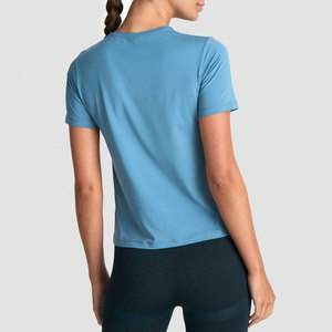 Camiseta Deportiva de Yoga Lisa para Gimnasio, Top Personalizado al por Mayor, Fabricante de Ropa de Fitness, Top Deportivo de Manga Corta de Color Sólido - Product Image 2