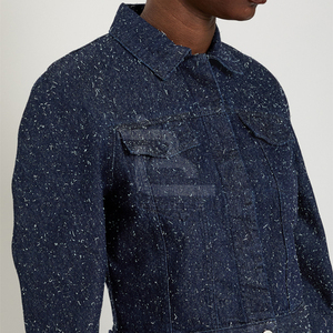 Wholesale Custom OEM Women's <b>Denim</b> <b>Jackets</b> Oversize Long Sleeve Basic Button Varsity <b>Lightweight</b> Paint Splatter Pockets Winter - Product Image 5