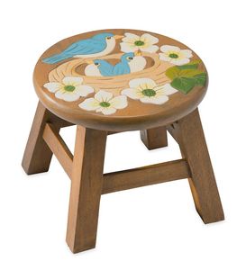 Taburete de Madera con Diseño de Mariposas y Flores Rosas, Decoración Primitiva para el Hogar, Guardería, Baño, Entrada, Bebé - Product Image 3