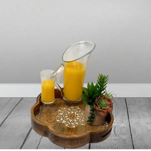 Bandeja de madera de acacia tallada a mano, ecológica: Decoración rústica estilo granja para otomana con acabado natural, disponible a precio de fábrica. - Product Image 6