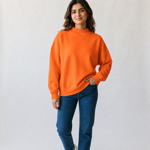Sudadera de cuello alto personalizada para mujer, de invierno, oversize, ligera, de algodón polar, corte relajado, con logo frontal, servicio OEM - Product Image 1