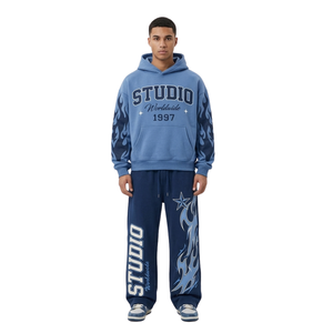 Survêtements en molleton bio French Terry, doux et crémeux, chaleur durable, motif étoiles, pull à capuche, col ajusté, manches longues côtelées - Product Image 3