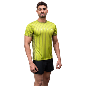 T-shirt à manches courtes pour homme Caprio, vert lime, 100% coton, uni, col rond, coupe classique, respirant, séchage rapide, sportif, tricoté, coupe classique - Product Image 3