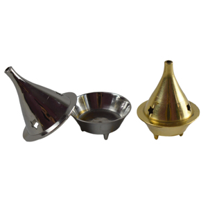Quemador de Incienso Decorativo en Forma de Cono con Diseño de Metal de Latón de Calidad Industrial y Acabado Pulido - Product Image 1