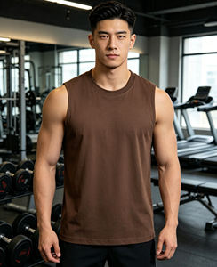 Prodigous International Men's <b>White</b> Ribbed Knitted <b>Tank</b> <b>Top</b> O-Neck Solid Casual Breathable & Eco-Friendly Spandex/Polyester - Product Image 6