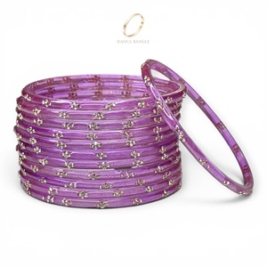 Premium Selling Modern Kashmiri Lavender Fashion Indian Jewelry Raindrop Glass <b>Bangles</b> Crystal for Women Wholesale Price - Product Image 2