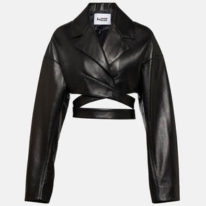 Vestes en cuir pour femmes à étiquette privée personnalisée, avec 2 poches latérales personnalisées, vestes en cuir courtes pour femmes - Product Image 1