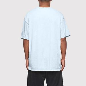 Custom Ice Blue Oversized T Shirt Minimalist Logo Tee Wholesale Pastel Blue Streetwear Tee Oversized Cotton Shirt Private Label - Product Image 5