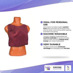 Borgoña 28X30 pulgadas Protectores de ropa lavables para adultos Baberos de poliéster Cierre a presión de acero inoxidable Paquete 2 para hombres Mujeres para - Product Image 3