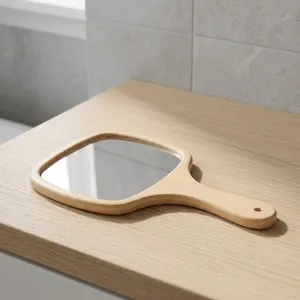 Wooden Hand <b>Mirror</b> Handheld Makeup <b>Mirror</b> Rectangular Shape | Rustic Wooden Frame <b>Vanity</b> <b>Mirror</b> for <b>Dressing</b> <b>Table</b> Home Decor - Product Image 5