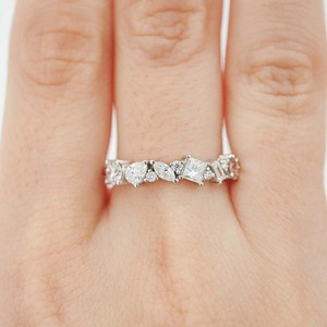 Multi <b>Stone</b> Wedding Band 1.35 ct 925 Silver Mixed Shape Ring Pear Marquise Round Princess Baguette Cuts - Product Image 6