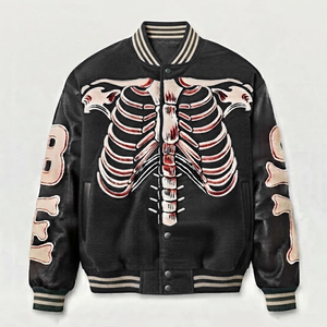 Custom Logo Canvas Varsity Jacket for <b>Men</b> Street Style <b>Black</b> Embroidery Breathable Windproof 100% Cotton - Product Image 4