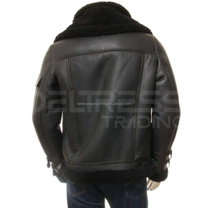 Men's Latest <b>Shearling</b> <b>Bomber</b> <b>Jacket</b> with Customized Logo High Quality Casual Winter Biker Auto Racing Wear Prices - Product Image 6