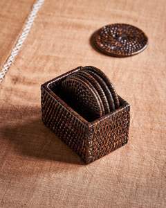 Organic Finished Rattan <b>Coaster</b> Perfect For Pairing With Linen Tablecloths And <b>Ceramic</b> Dishes By The Handmade Collection - Product Image 4
