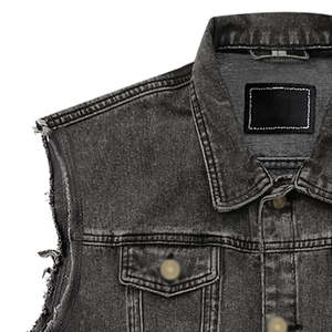 Chaleco vaquero de color sólido al por mayor, de alta calidad, con diseño único, sin mangas, estilo casual, para hombre. - Product Image 4