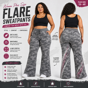 Women's <b>Camo</b> Printed Flare Sweatpants High Waist Drawstring Printed Fleece Pants <b>Ladies</b> Flare Leg French Terry Jogging <b>Trousers</b> - Product Image 1