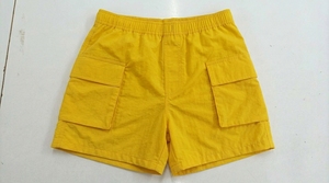 Short cargo en coton bleu uni pour hommes, avec taille élastique et poches, coupe régulière, pour l'été - Product Image 5