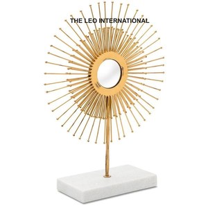 Hot Selling Decorating Style Sun Burst Shape Sculpture Modern Luxury Stylish Fancy <b>Gold</b> Color Stylish Modern <b>Mirror</b> Sculpture - Product Image 1