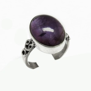 Shri Ashapura Jewels Ultimate ! Purple <b>Amethyst</b> Gemstone 925 Sterling <b>Silver</b> Bohemia Style Bezel Setting <b>Ring</b> for Women Unisex - Product Image 2
